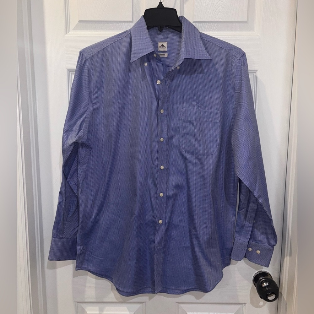 Peter Millar Nanoluxe Easy Care Button Down Shirt Blue White Plaid Mens L - Picture 1 of 6
